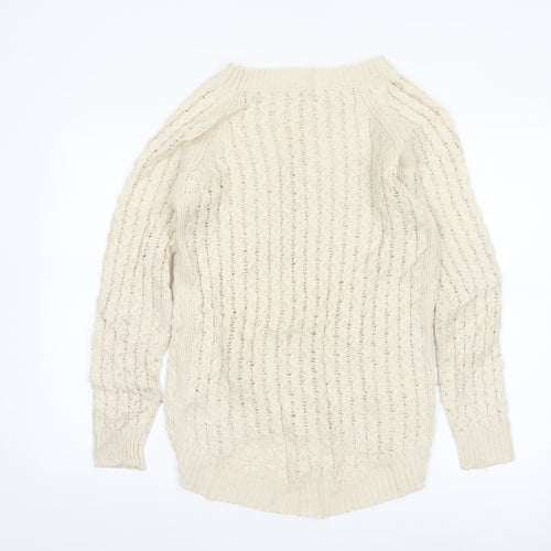 Vero Moda Women Beige Knit Long Sleeve Basic Pullover Sweater S