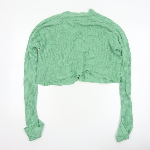 QED London Women's Green Long Sleeve Cropped Cardigan Size 12