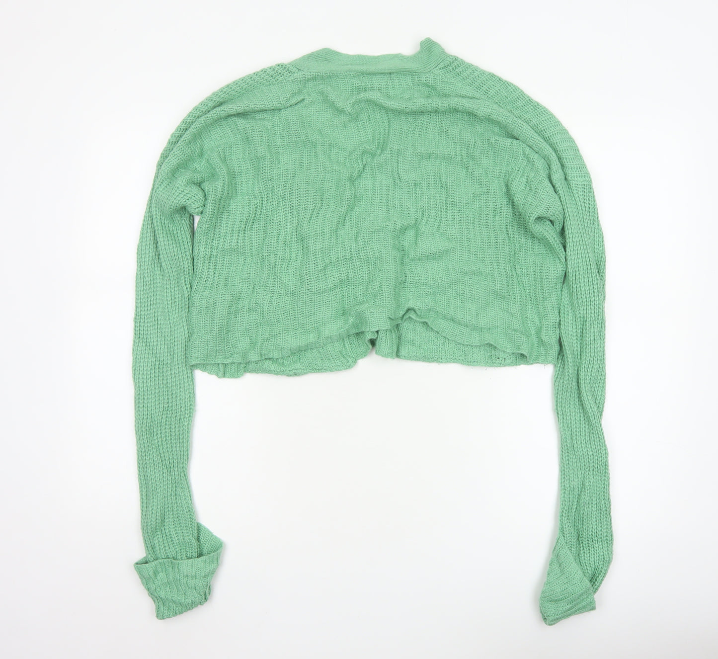 QED London Women's Green Long Sleeve Cropped Cardigan Size 12