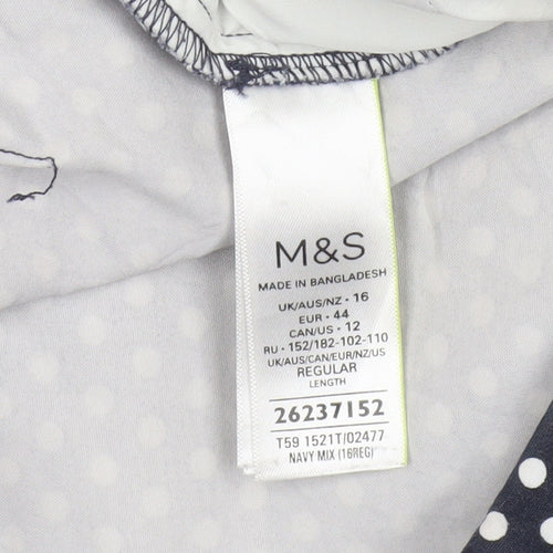 Marks and Spencer Women’s Blue Polka Dot Tapered Trousers Size 16