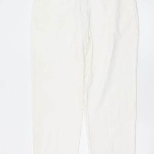 Marks and Spencer Women White Size 14 Straight Trousers