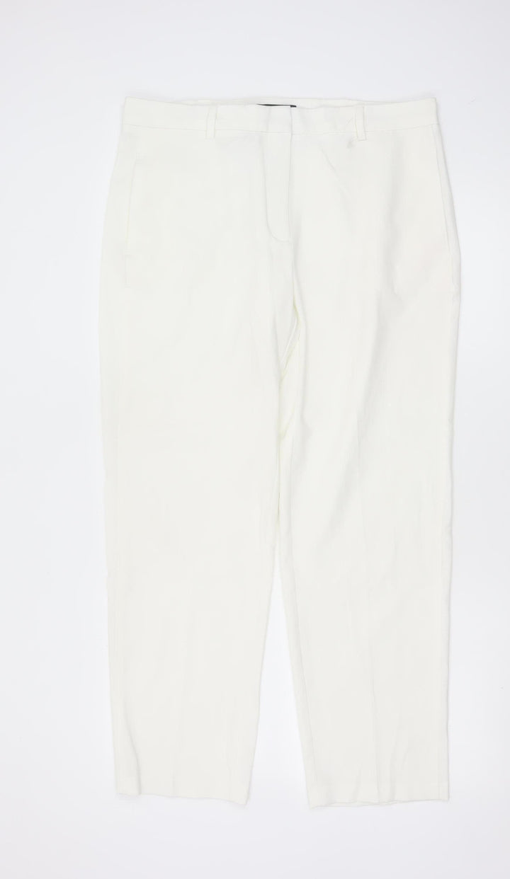 Marks and Spencer Women White Size 14 Straight Trousers