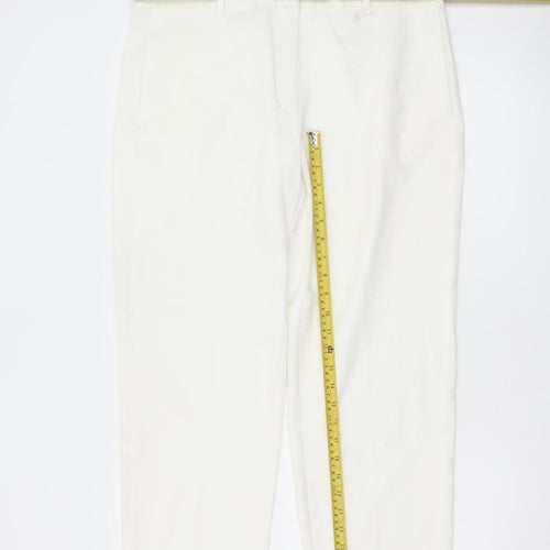 Marks and Spencer Women White Size 14 Straight Trousers