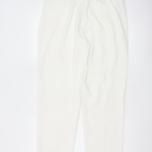 Marks and Spencer Women White Size 14 Straight Trousers