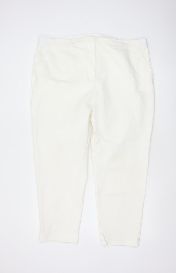 Marks and Spencer Women Ivory Size 22 Elastic Waist Tapered Trousers