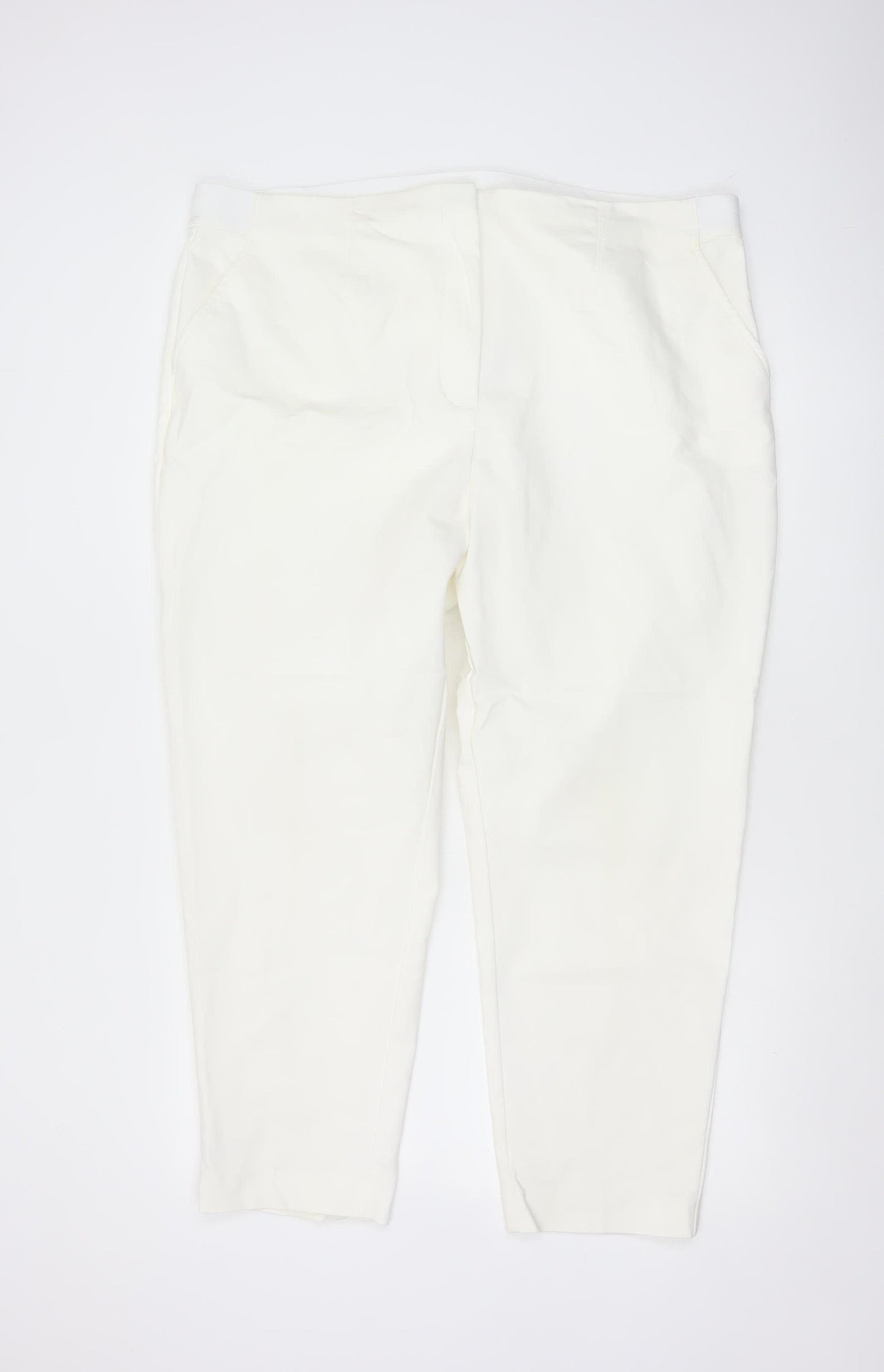 Marks and Spencer Women Ivory Size 22 Elastic Waist Tapered Trousers