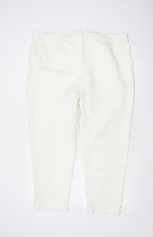 Marks and Spencer Women Ivory Size 22 Elastic Waist Tapered Trousers