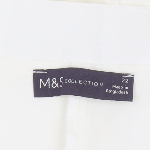 Marks and Spencer Women Ivory Size 22 Elastic Waist Tapered Trousers