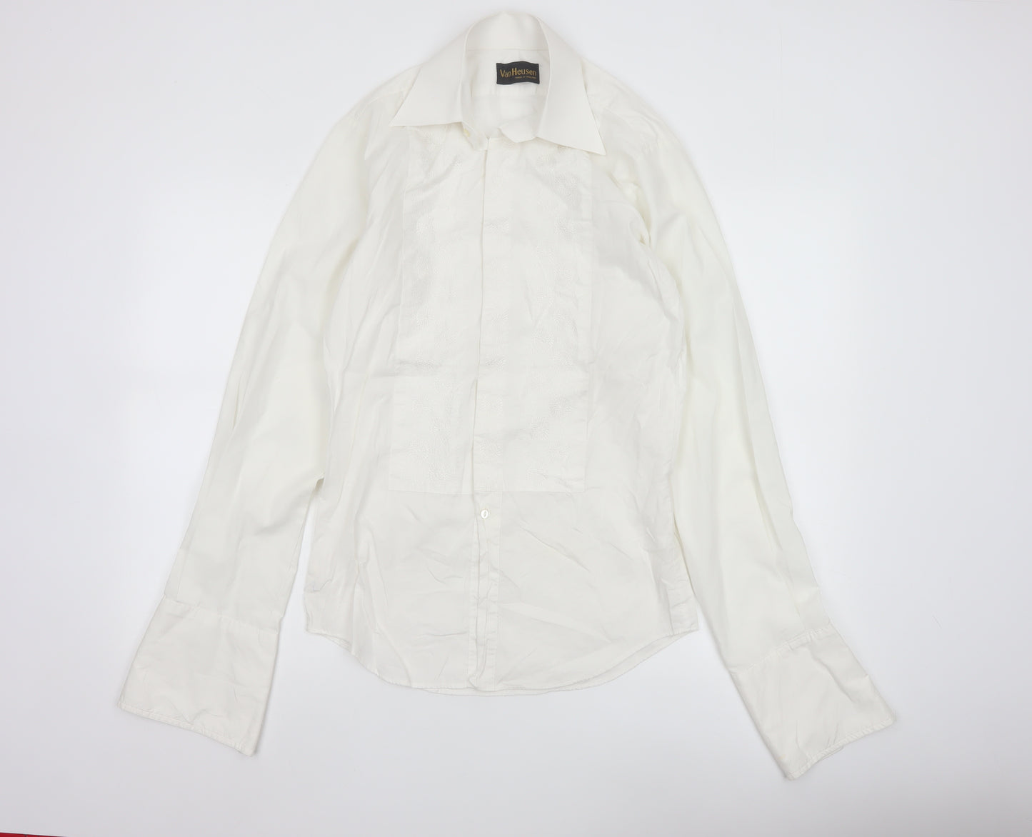 Van Heusen Men's White 15in Regular Fit Cotton Dress Shirt