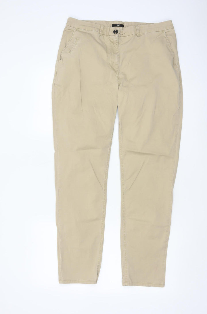 H&M Men Beige Chino Trousers Size M Regular Fit Cotton Blend