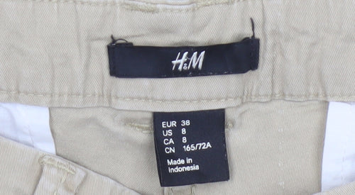 H&M Men Beige Chino Trousers Size M Regular Fit Cotton Blend