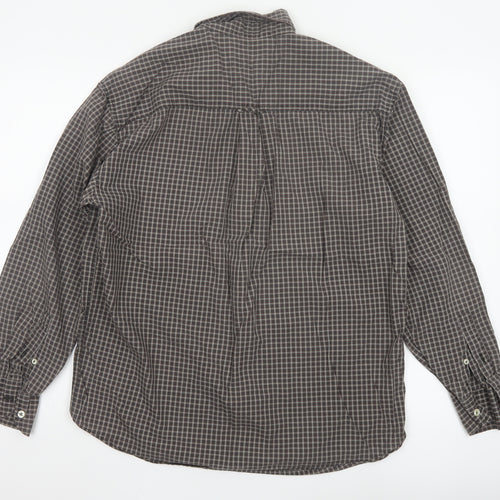 Wampum Mens Brown Checked Button-Up Long Sleeve Casual Shirt M