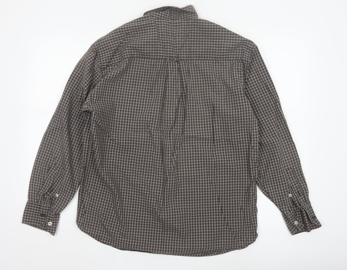 Wampum Mens Brown Checked Button-Up Long Sleeve Casual Shirt M