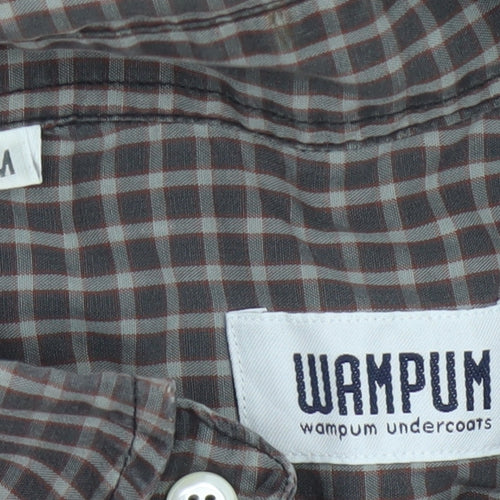 Wampum Mens Brown Checked Button-Up Long Sleeve Casual Shirt M