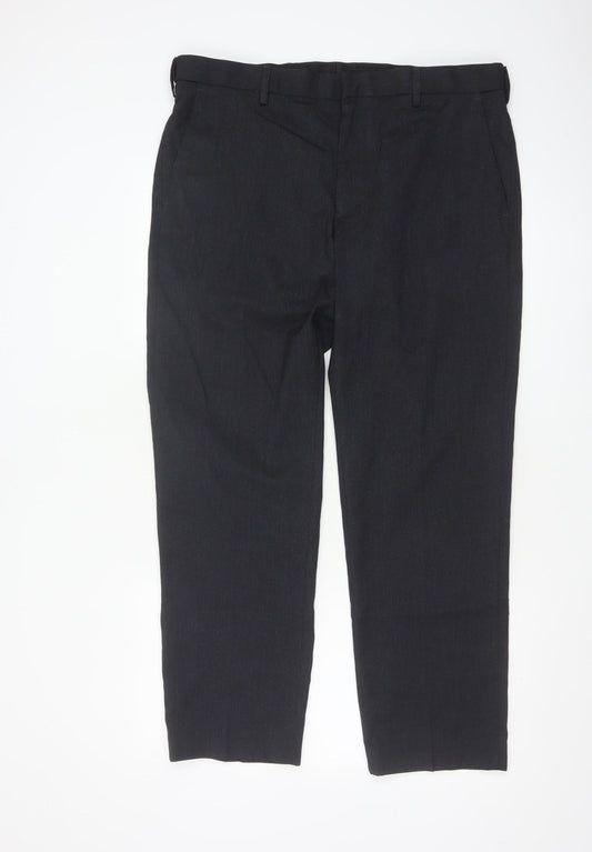 Marks and Spencer Men’s Black Regular Fit Dress Pants 36S Formal Trousers