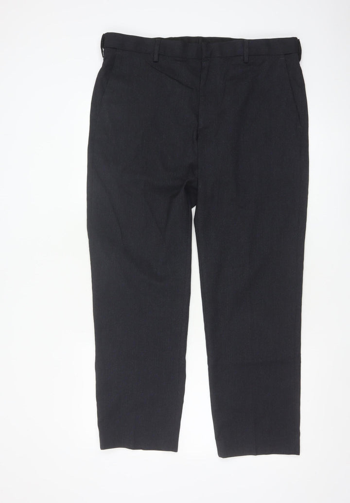 Marks and Spencer Men’s Black Regular Fit Dress Pants 36S Formal Trousers