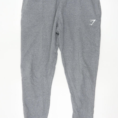 Gymshark Mens Grey Joggers L Regular Fit Cotton Blend Tapered Trousers