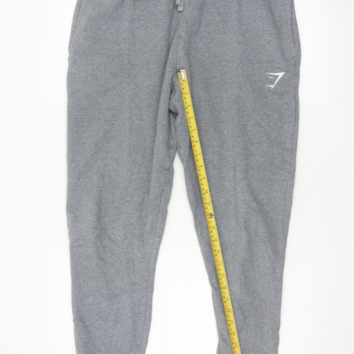 Gymshark Mens Grey Joggers L Regular Fit Cotton Blend Tapered Trousers