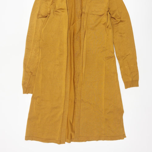 Tahari Women's Yellow Longline Open Cardigan XS Viscose Knit