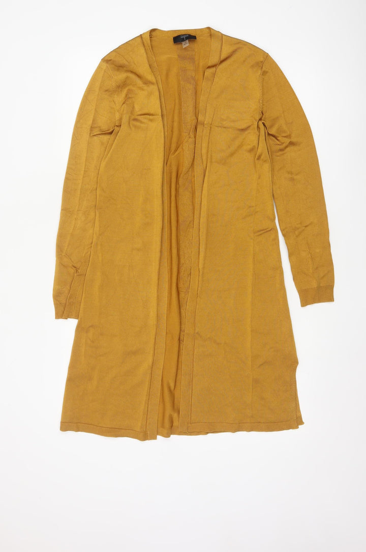 Tahari Women's Yellow Longline Open Cardigan XS Viscose Knit