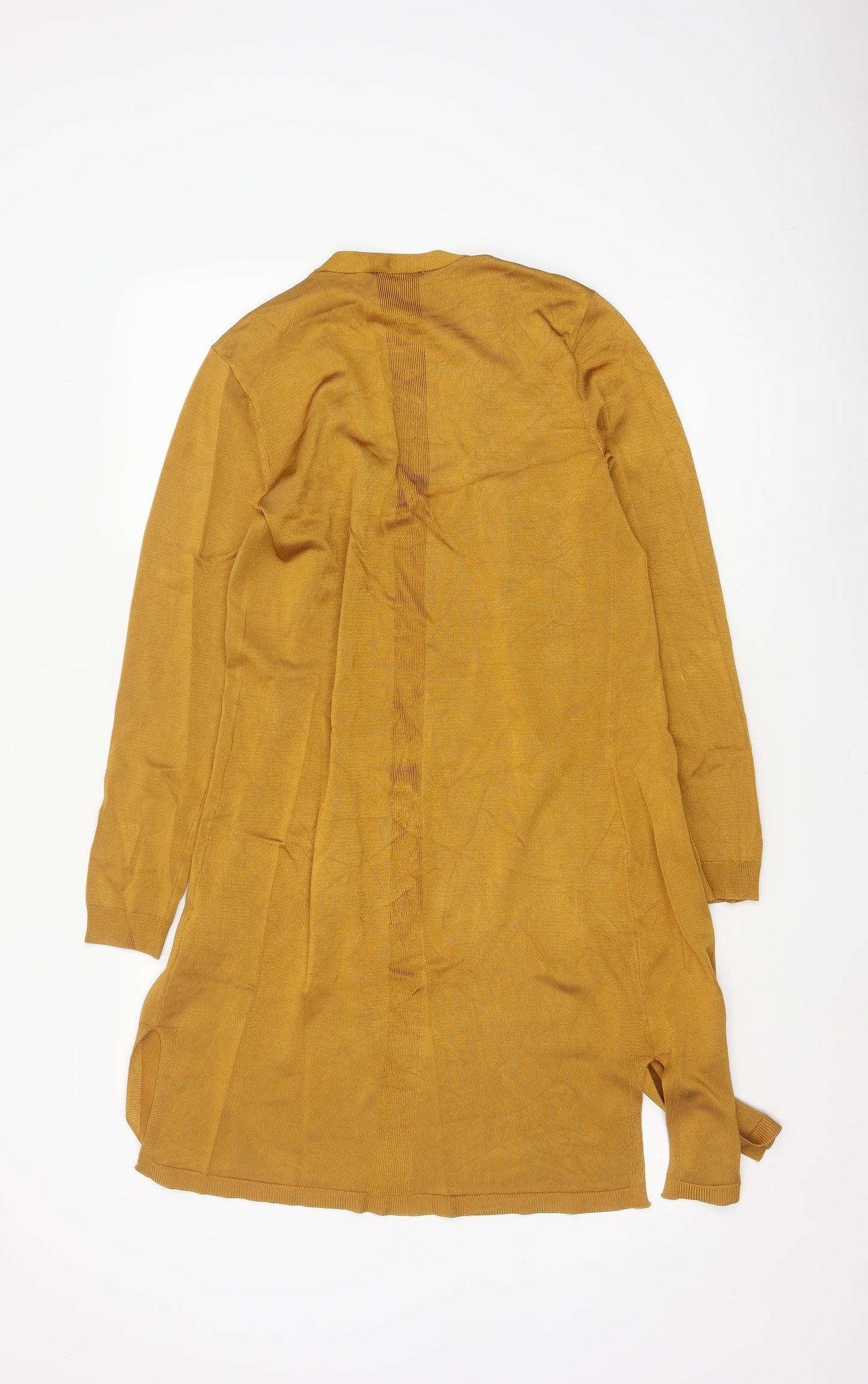Tahari Women's Yellow Longline Open Cardigan XS Viscose Knit