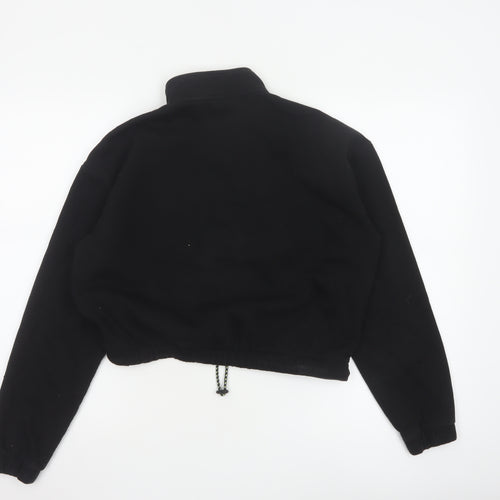 Puma Womens Black & Neon Green 1/4 Zip Pullover Sweatshirt Size M