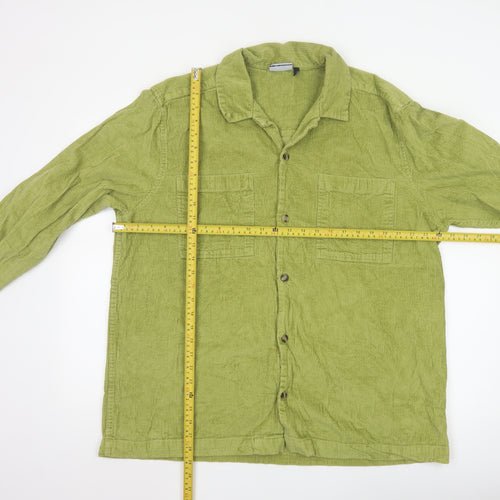 ASOS Design Men's Green Corduroy Button-Up Shirt 2XL Regular Fit Cotton
