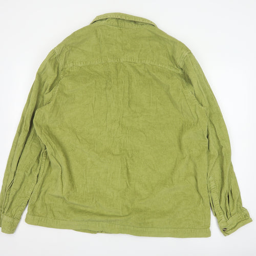 ASOS Design Men's Green Corduroy Button-Up Shirt 2XL Regular Fit Cotton