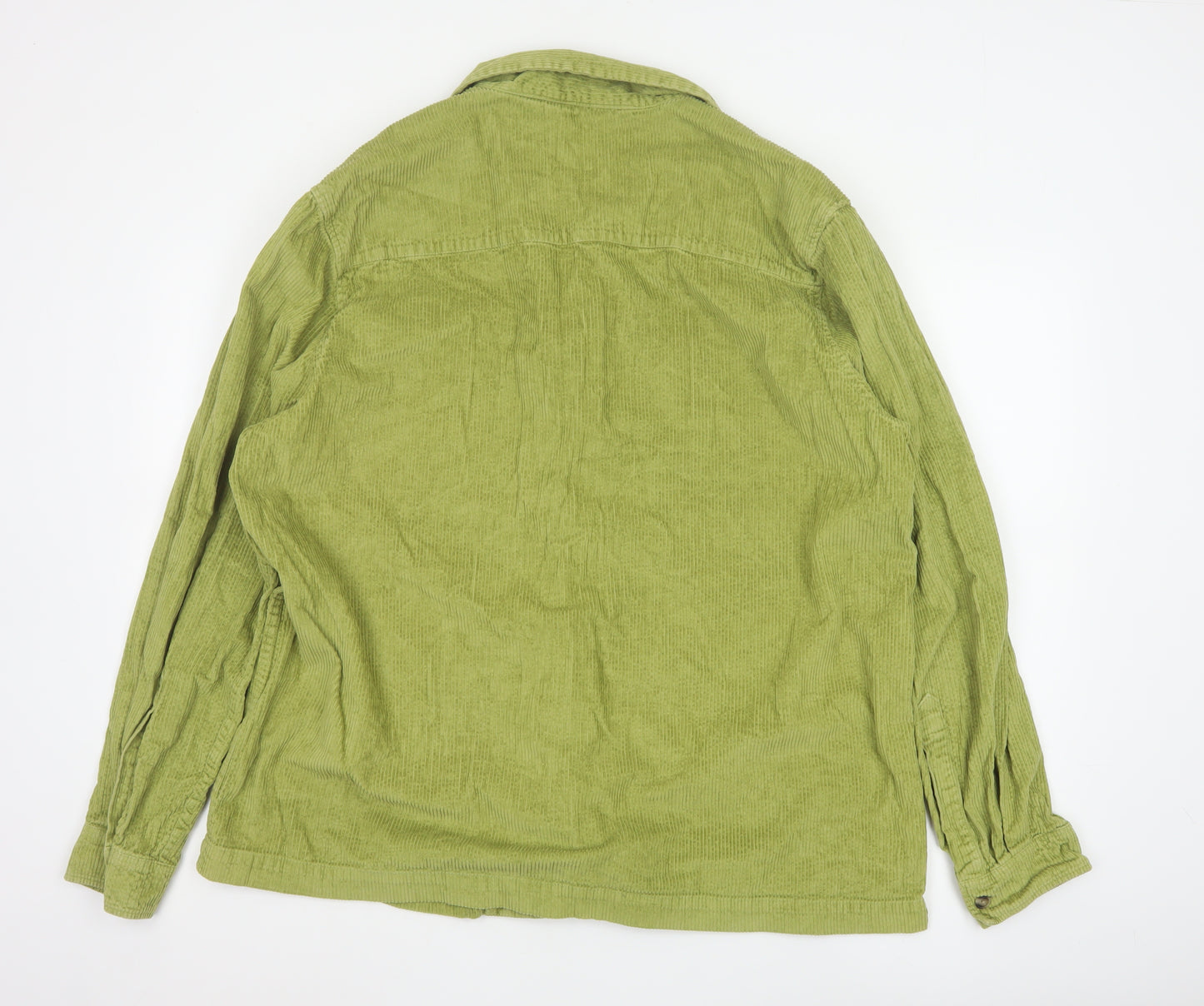ASOS Design Men's Green Corduroy Button-Up Shirt 2XL Regular Fit Cotton