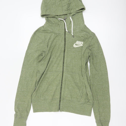 Nike Women's Green Full Zip Hoodie Size M Cotton Blend