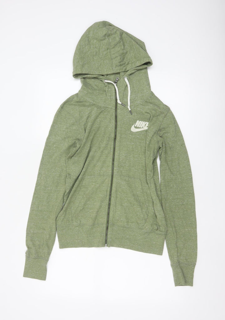 Nike Women's Green Full Zip Hoodie Size M Cotton Blend