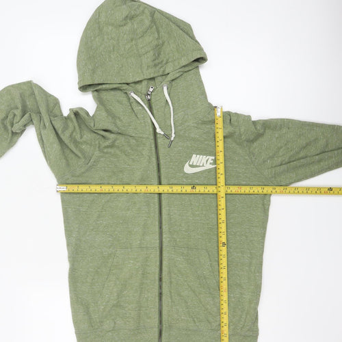 Nike Women's Green Full Zip Hoodie Size M Cotton Blend