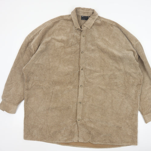 ASOS Design Men's Beige Corduroy Button-Up Shirt Size M