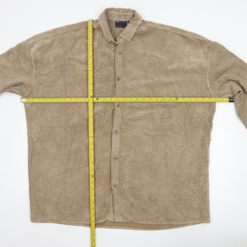 ASOS Design Men's Beige Corduroy Button-Up Shirt Size M