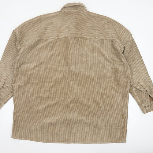 ASOS Design Men's Beige Corduroy Button-Up Shirt Size M