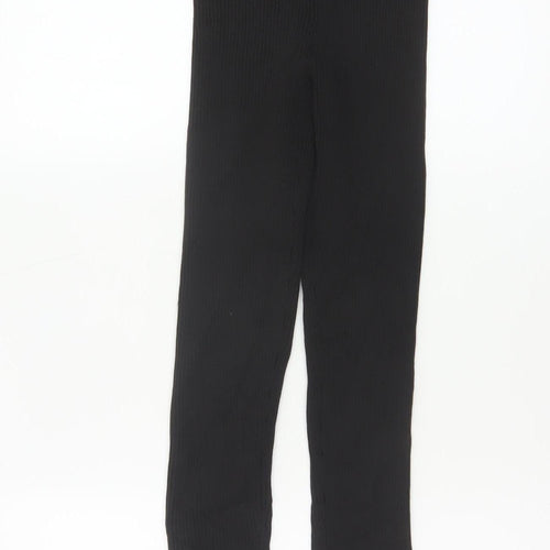 PrettyLittleThing Women Black XS Ribbed Skinny Trousers