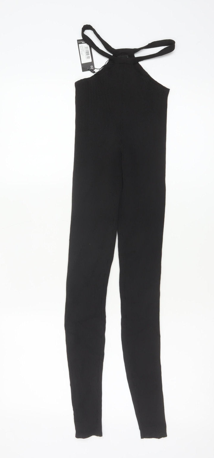 PrettyLittleThing Women Black XS Ribbed Skinny Trousers