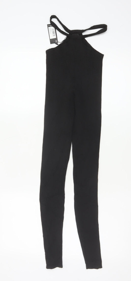 PrettyLittleThing Women Black XS Ribbed Skinny Trousers