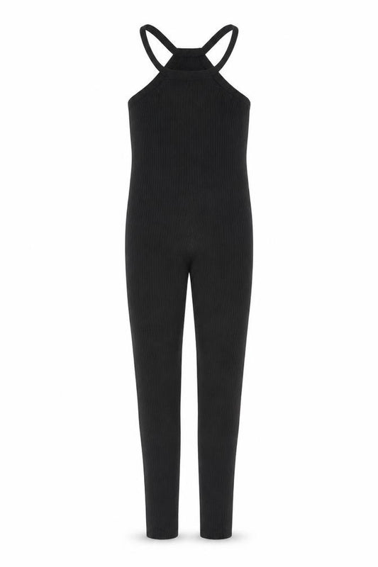 Front view of PRETTYLITTLETHING Women Black XS Ribbed Skinny Trousers