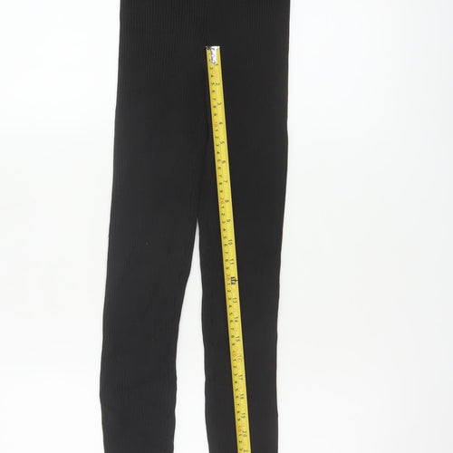 PrettyLittleThing Women Black XS Ribbed Skinny Trousers
