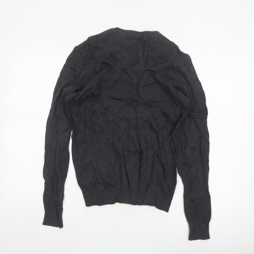 Charles Wilson Men's Grey Cotton V-Neck Jumper Small