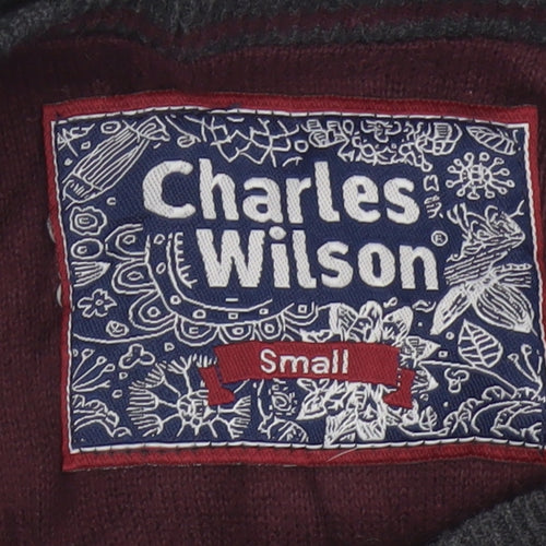 Charles Wilson Men's Grey Cotton V-Neck Jumper Small