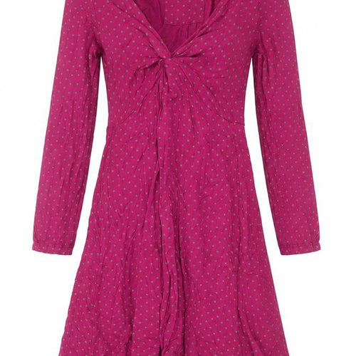 White Stuff Women's Pink Polka Dot Fit & Flare Viscose Dress Size 8