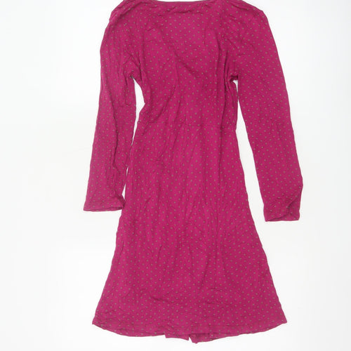 White Stuff Women's Pink Polka Dot Fit & Flare Viscose Dress Size 8