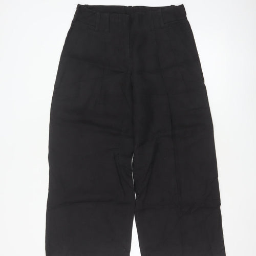DKNY Women's Black High Rise Pleated Wide-Leg Trousers Size 4