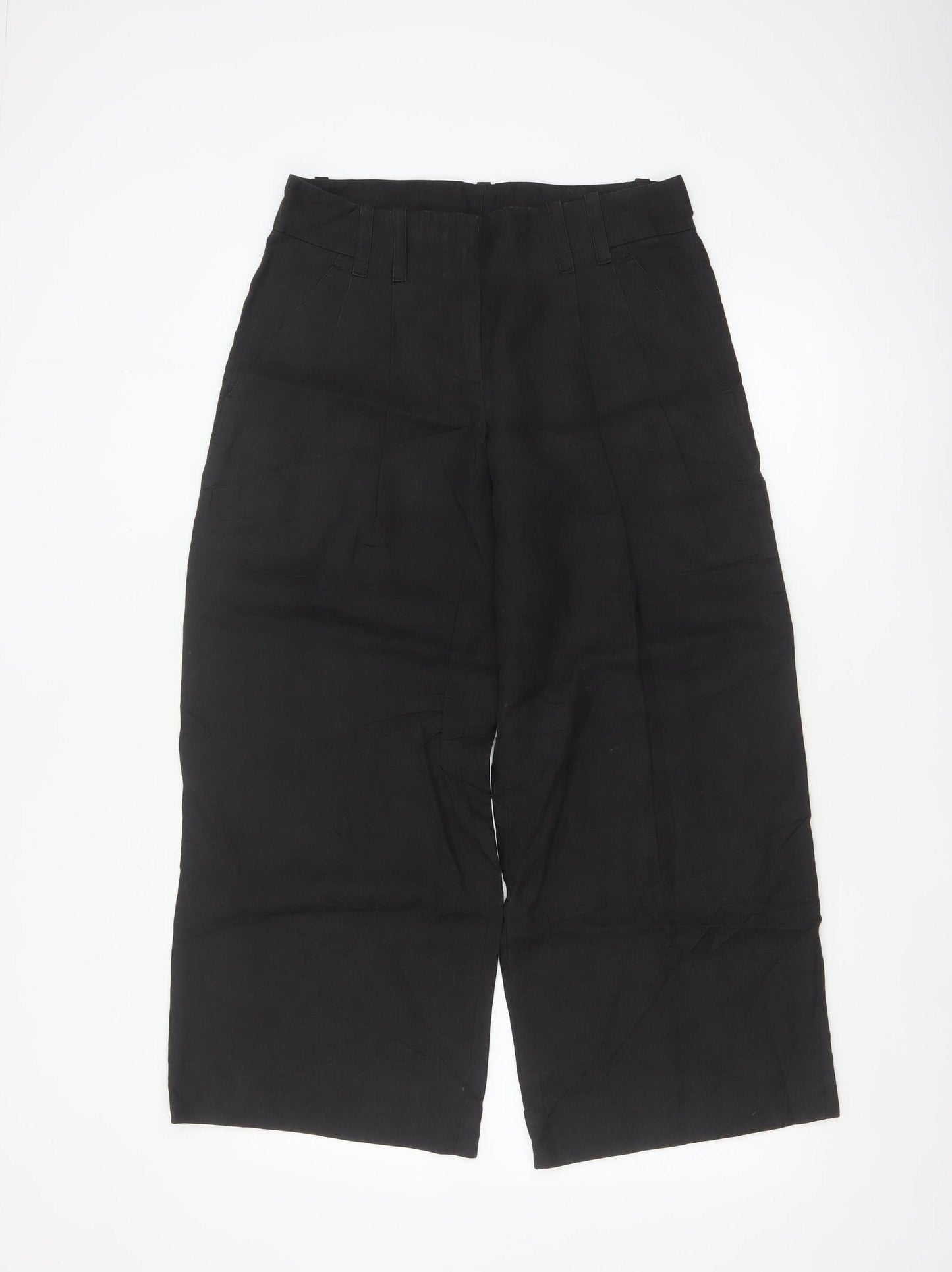DKNY Women's Black High Rise Pleated Wide-Leg Trousers Size 4