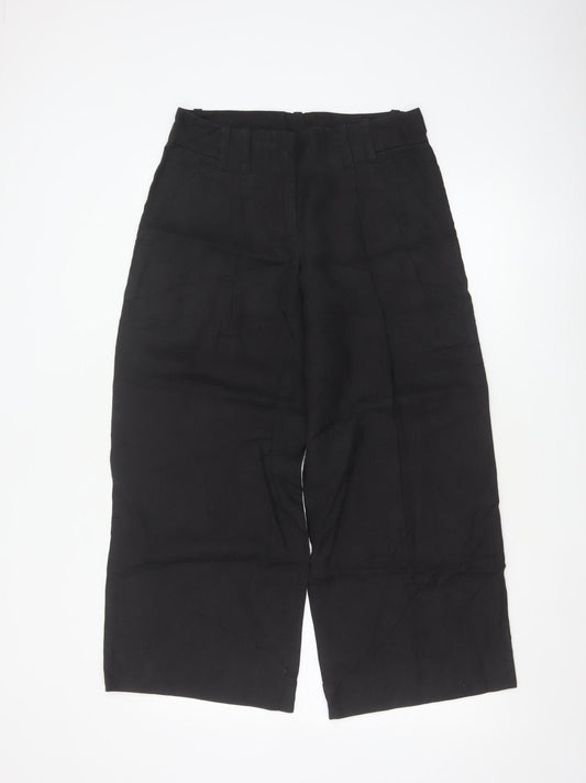 DKNY Women's Black High Rise Pleated Wide-Leg Trousers Size 4