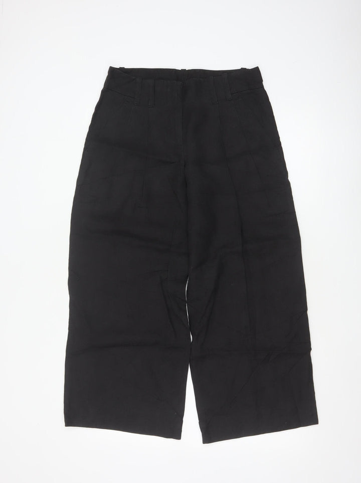 DKNY Women's Black High Rise Pleated Wide-Leg Trousers Size 4