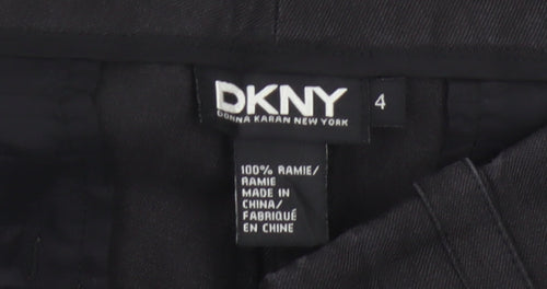 DKNY Women's Black High Rise Pleated Wide-Leg Trousers Size 4