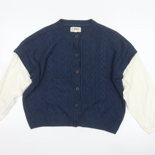 FatFace Women's Blue Cable Knit Button Cardigan UK 12